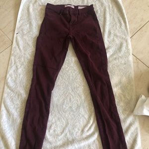 Maroon denim skinny jeggings